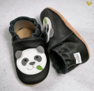Kožené capáčky baBice - Panda s podlepením